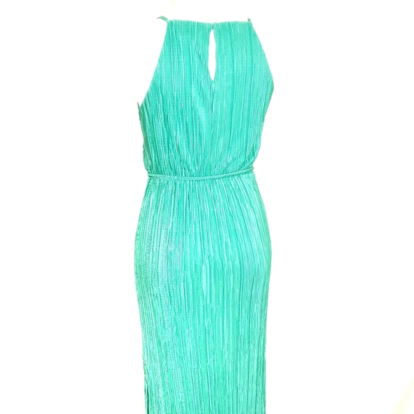 New York & Company Green Mirco Pleated Midi Dress - Picture 12 of 15